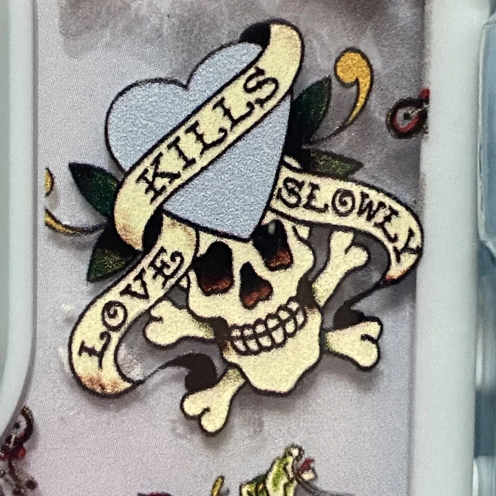Ed Hardy Love Kills Slowly‎ Tattoo Phone Case iPhone 16 Pro MagSafe Y2K Blue NWT